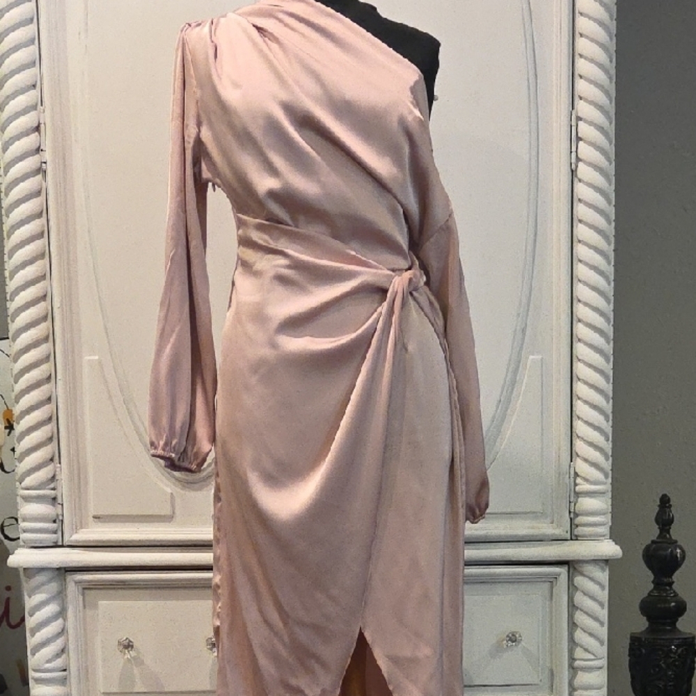 Chic One-Shoulder Blush Dress